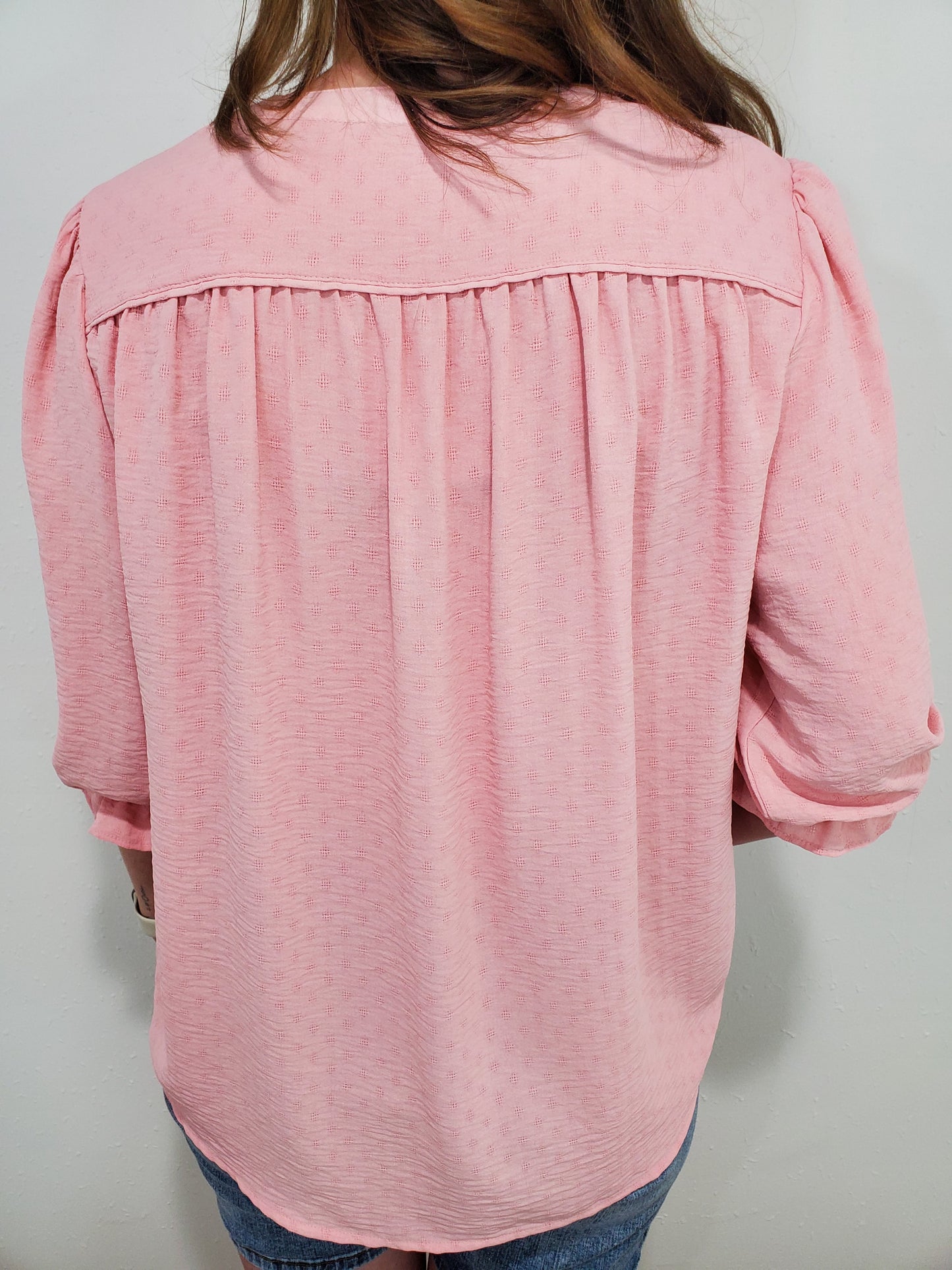 ASTRID TEXTURED BLOUSE - BLUSH