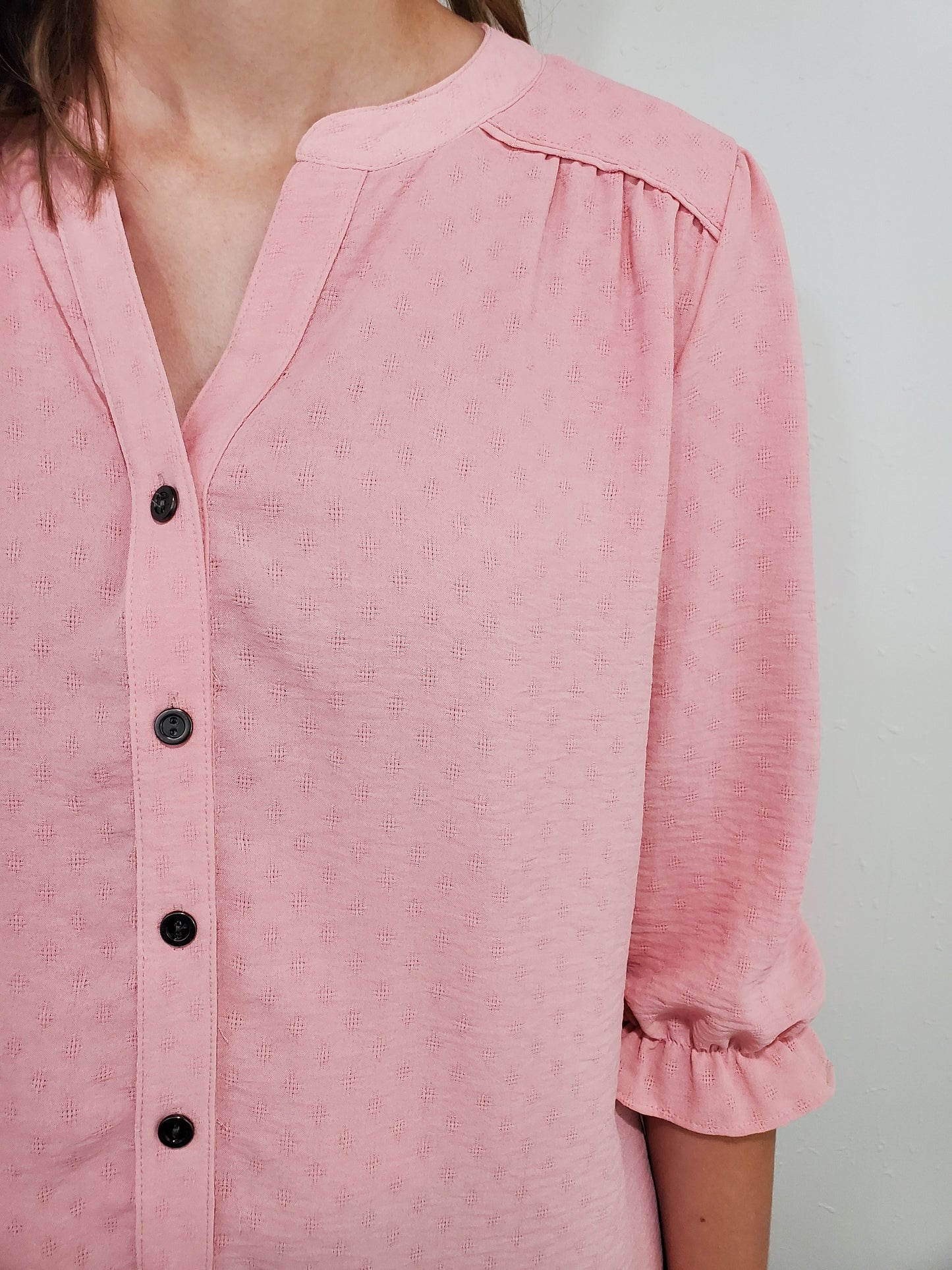 ASTRID TEXTURED BLOUSE - BLUSH