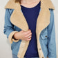 FAUX FUR TRIM JACKET - BLUE COMBO