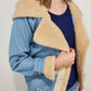 FAUX FUR TRIM JACKET - BLUE COMBO