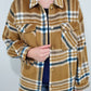 SKYLAR PLAID SHACKET - CAMEL/BLUE