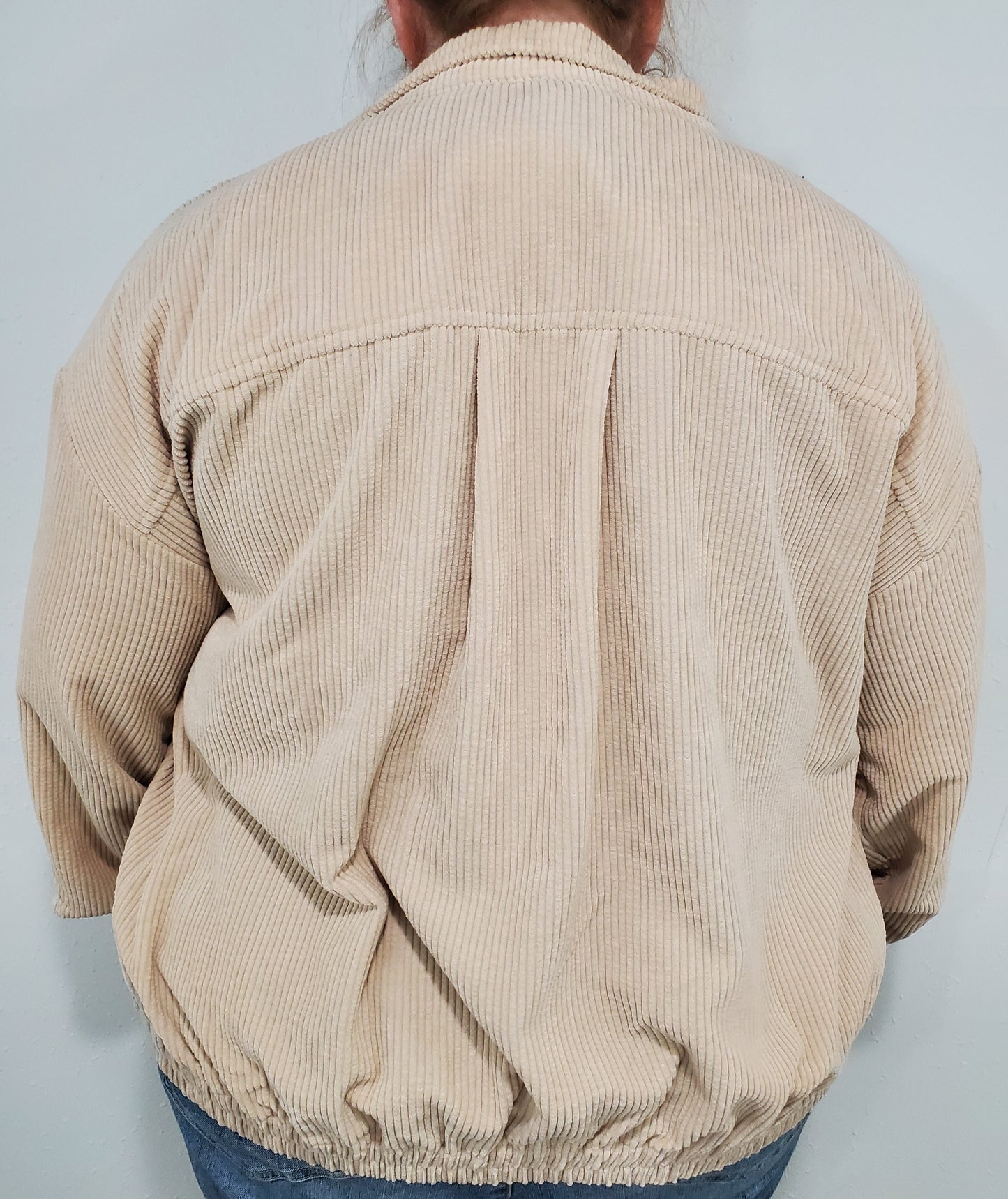 WASHED CORDUROY JACKET - CREAM - CURVY