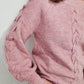 MELANGE CABLE KNIT SWEATER - MAUVE