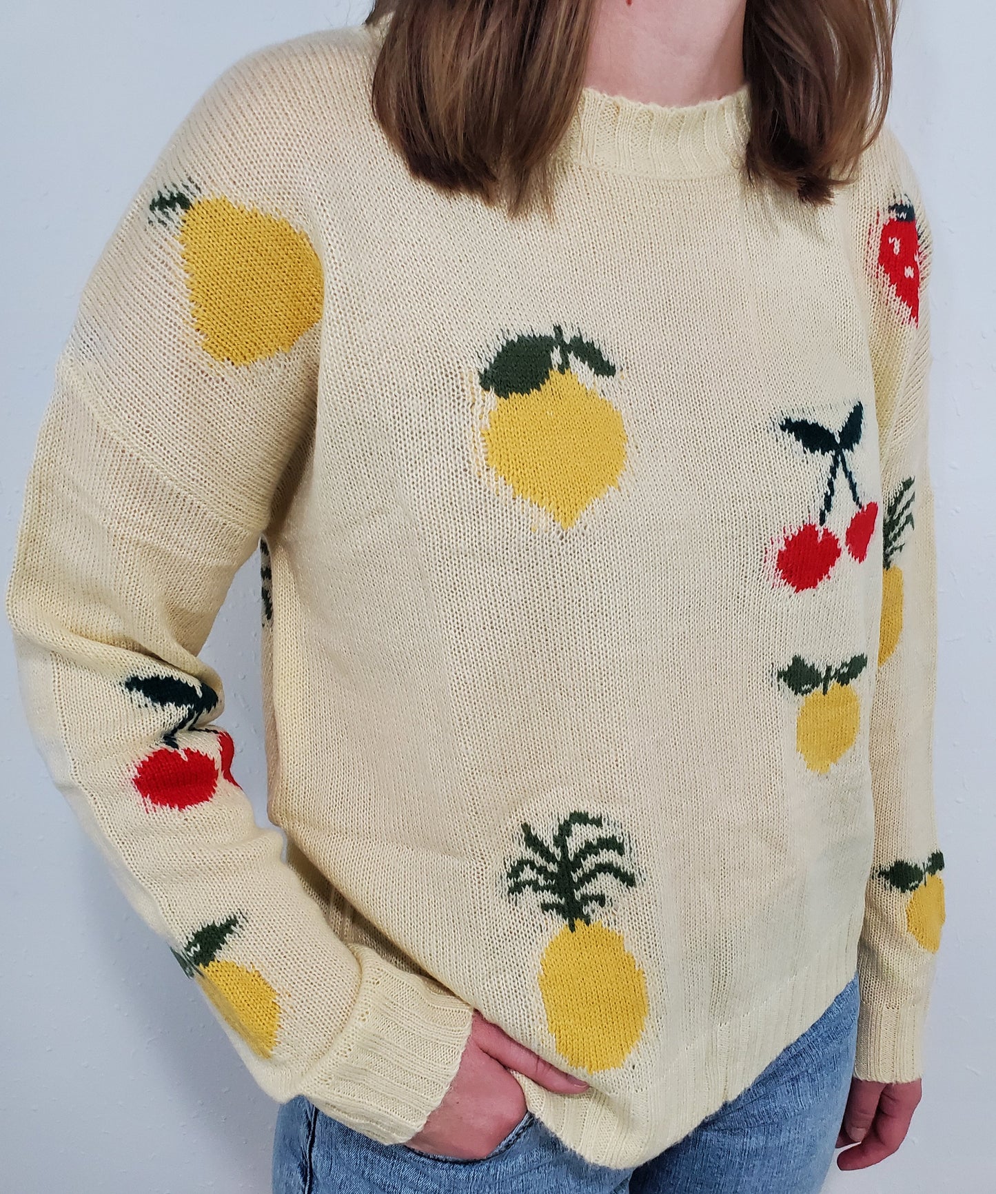 FRUIT BASKET LIGHTWEIGHT SWEATER - IVORY