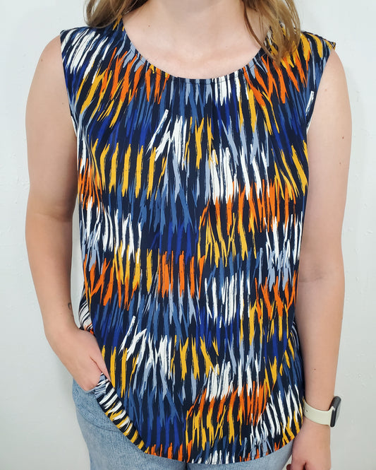 WILD ONE PRINTED TANK - BLUE/ORANGE MUTLI