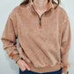 ACID WASH FLEECE 1/4 ZIP SWEATSHIRT - RUST