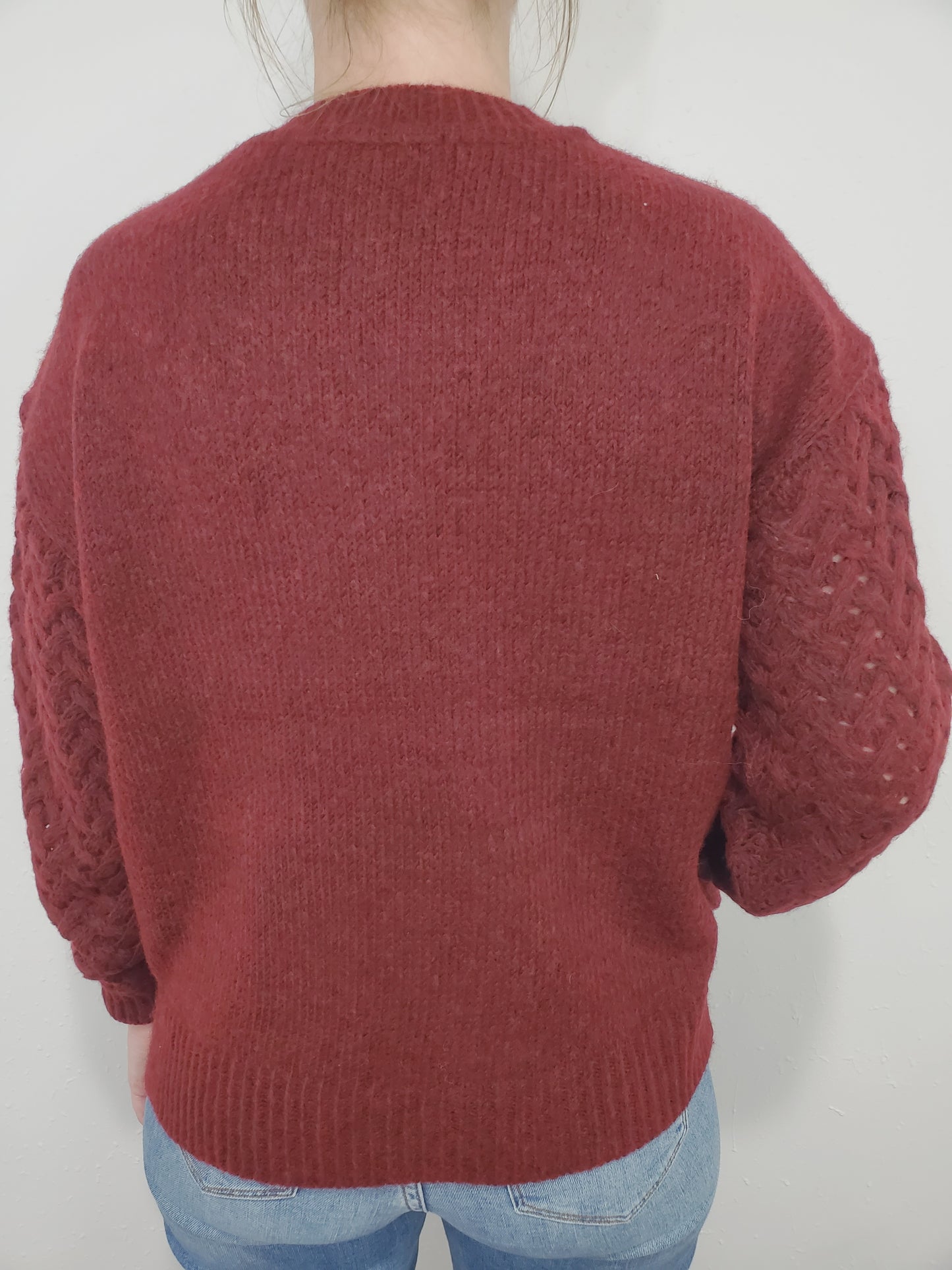 CHARLIE B PLUSHY YARN SWEATER - HEATHER CABERNET