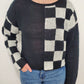 COLORBLOCK CHECKERED SWEATER - BLACK/GREY