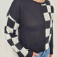 COLORBLOCK CHECKERED SWEATER - BLACK/GREY