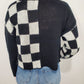 COLORBLOCK CHECKERED SWEATER - BLACK/GREY