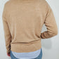 CHARLIE B PLUSHY KNIT FOOLER TOP - CARAMEL/BLUE/WHITE