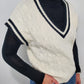 CLASSIC CABLE KNIT SWEATER VEST - CREAM/BLACK