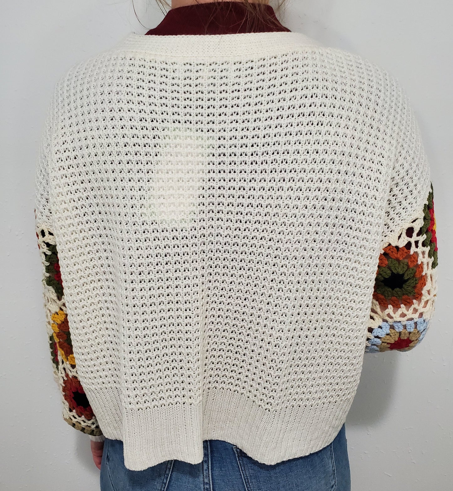 CROCHET PATCHWORK CARDIGAN - IVORY MULTI