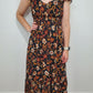 FALL FLORALS MIDI DRESS - BLACK/GOLD MULTI