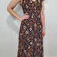 FALL FLORALS MIDI DRESS - BLACK/GOLD MULTI