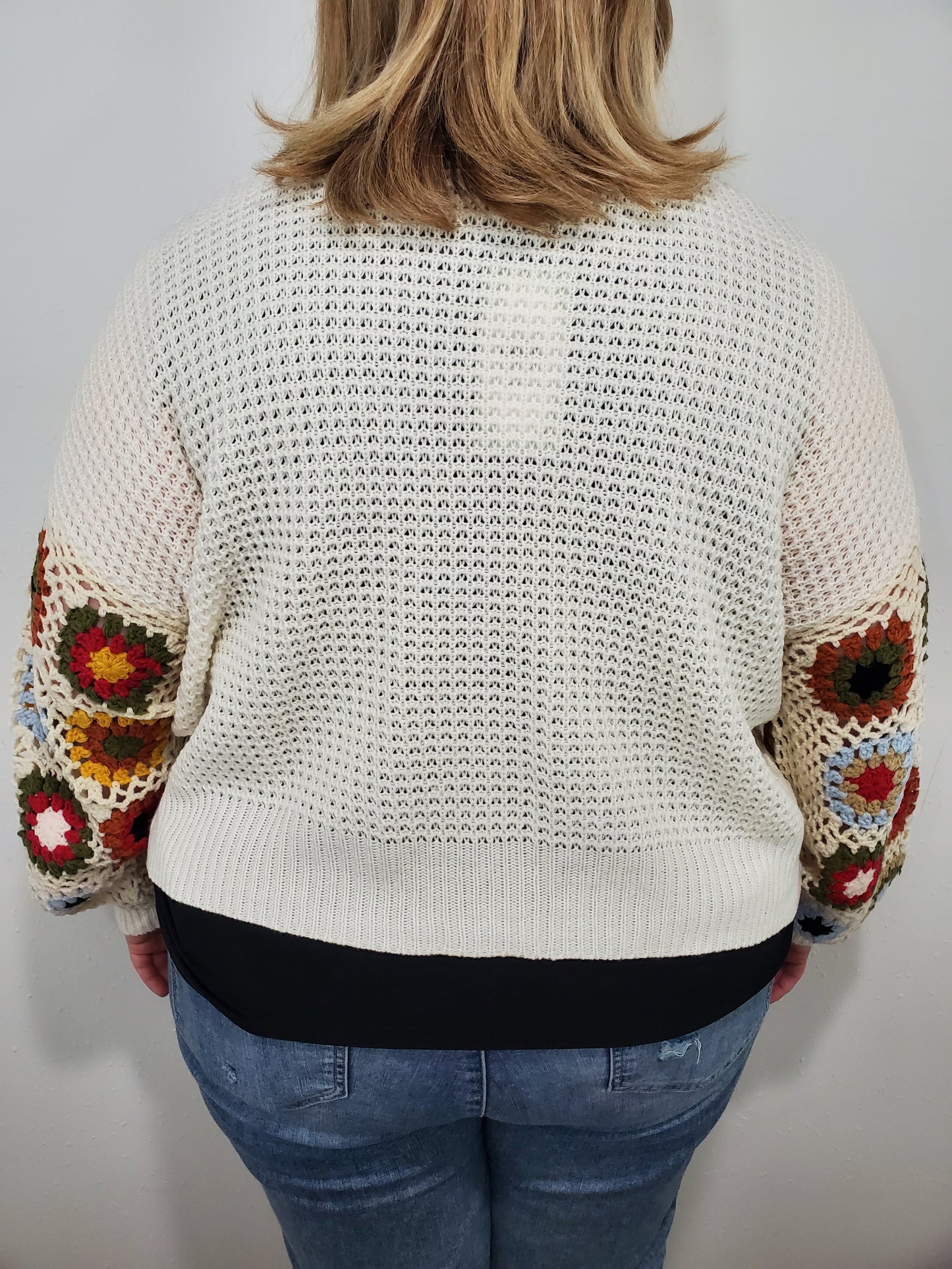 CROCHET PATCHWORK CARDIGAN - IVORY MULTI