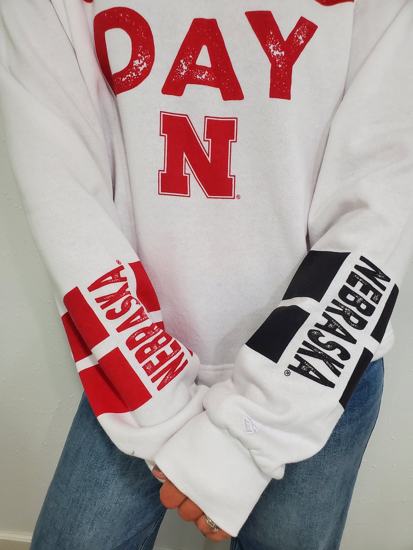 NEBRASKA GAME DAY CINCHED HOODIE - WHITE