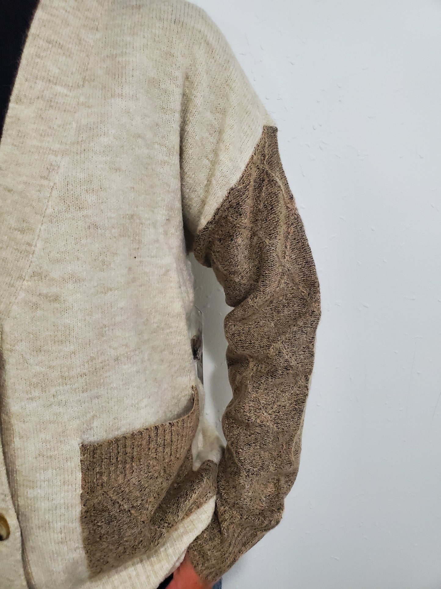 TRIBAL COLORBLOCK CARDIGAN - OATMEAL