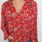 TRIBAL FLORAL BUTTON DOWN BLOUSE - SCARLET