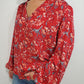 TRIBAL FLORAL BUTTON DOWN BLOUSE - SCARLET