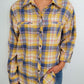 DENIM RUNWAY PLAID BLOUSE - BANANA/NAVY MULTI