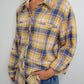 DENIM RUNWAY PLAID BLOUSE - BANANA/NAVY MULTI