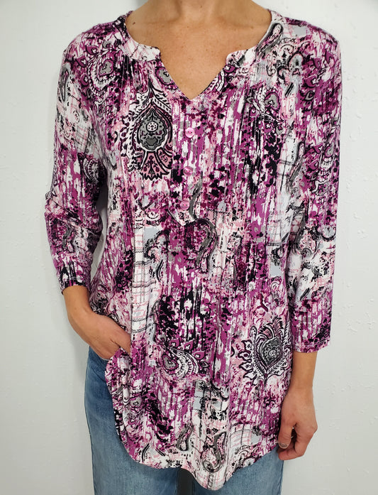 COLOR ARTISTRY PRINTED TOP - VIOLET MULTI