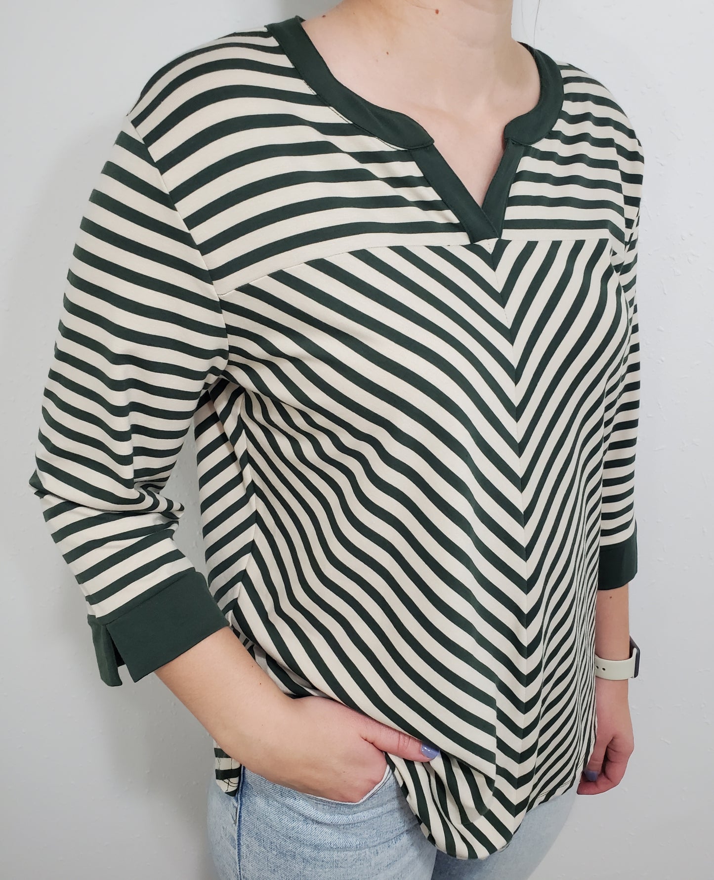 KEEP IT CASUAL STRIPED TOP - GREEN/CREAM