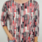 GEO PRINT SIDE TIE TOP - ROSE/GREY