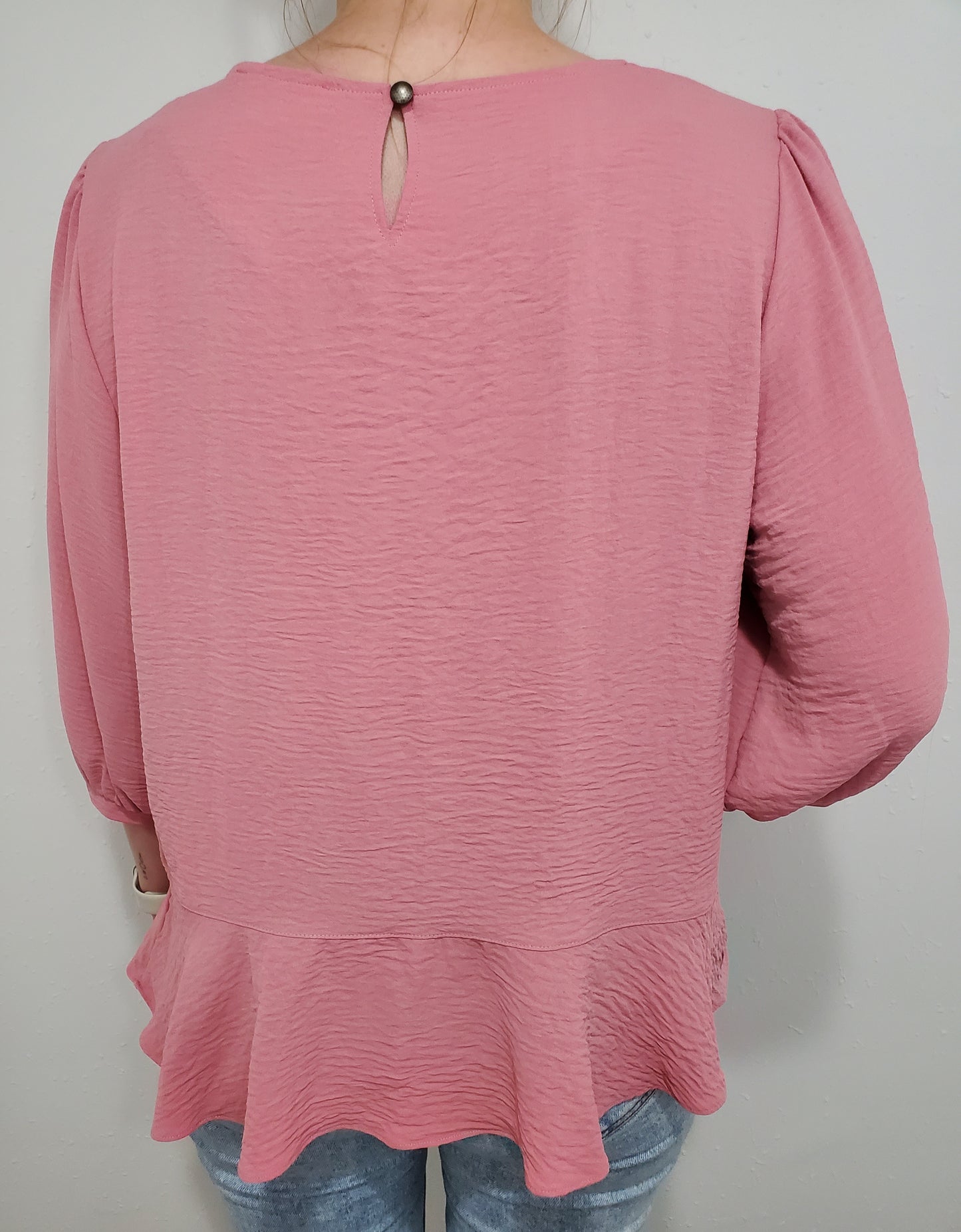 INTUITION RUFFLE TOP - POWDERY PINK