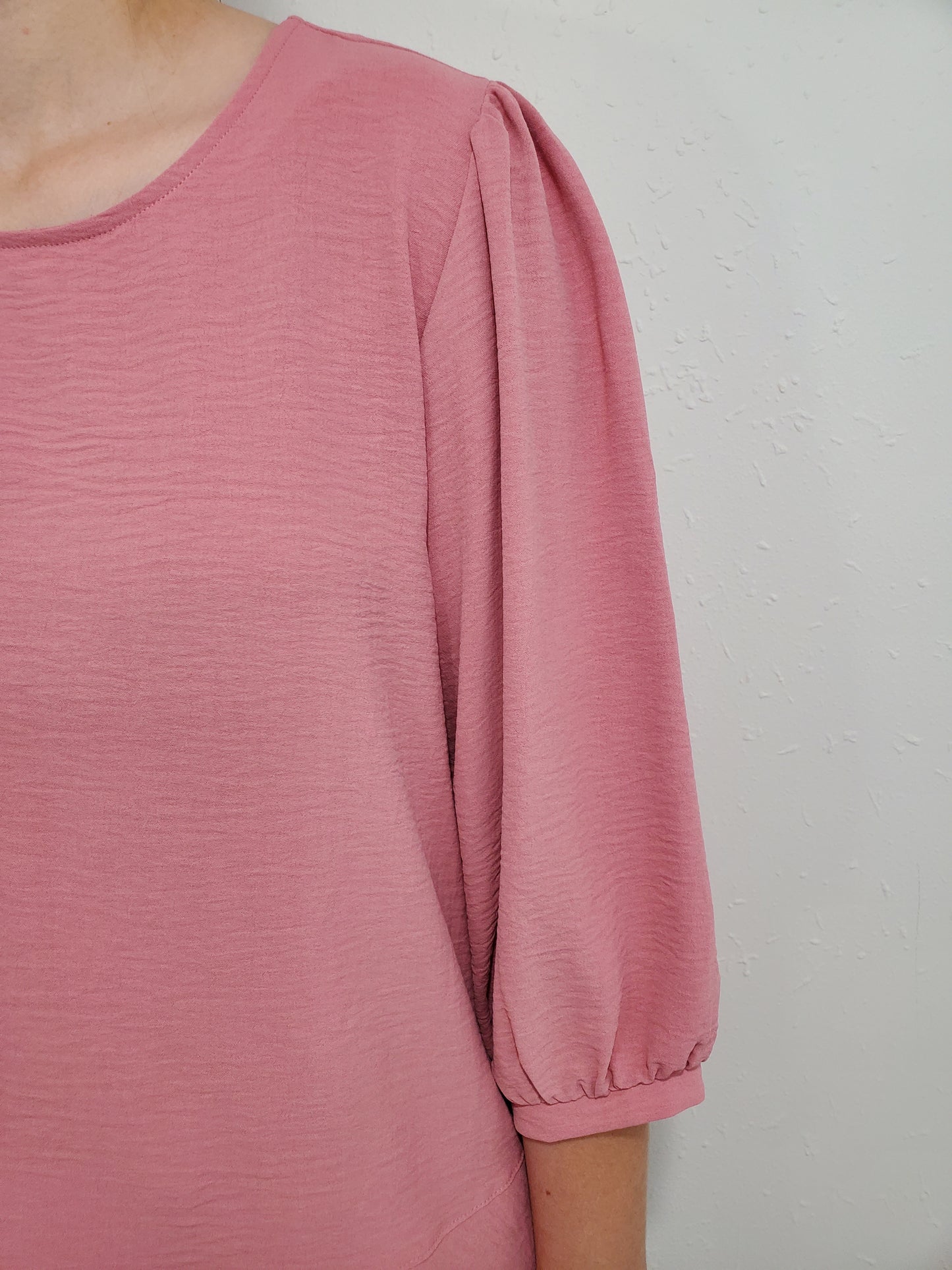 INTUITION RUFFLE TOP - POWDERY PINK