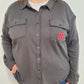 NEBRASKA WAFFLE BUTTON DOWN - CHARCOAL