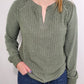 MIXED MEDIA TEXTURED TOP - HEATHER OLIVE