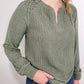 MIXED MEDIA TEXTURED TOP - HEATHER OLIVE