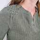 MIXED MEDIA TEXTURED TOP - HEATHER OLIVE