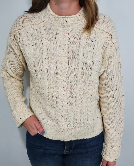 EXPOSED SEAM CONFETTI SWEATER - LIGHT CREAM