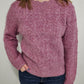 SCALLOP EDGE SWEATER - HEATHER BERRY