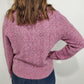 SCALLOP EDGE SWEATER - HEATHER BERRY