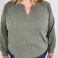 MIXED MEDIA TEXTURED TOP - HEATHER OLIVE