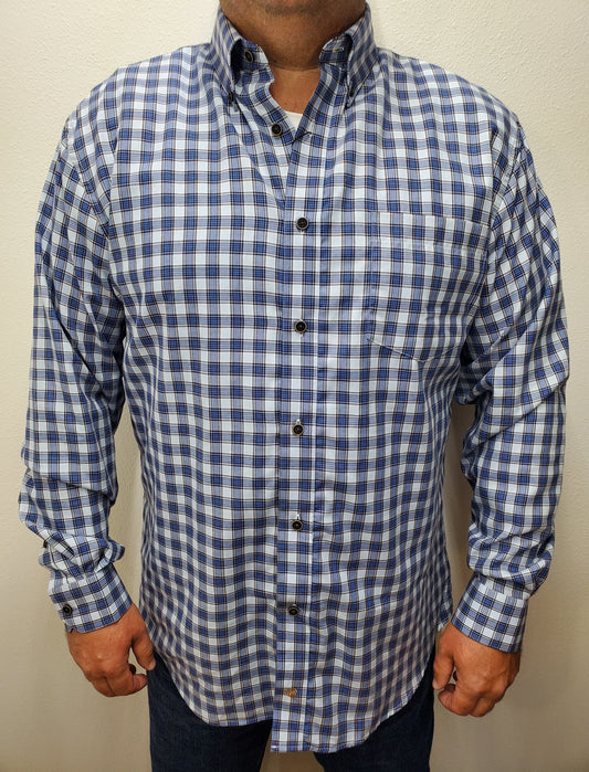 RONAN BUTTON DOWN SHIRT - BLUE/ROYAL/BROWN