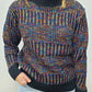 RAINBOW CREW SWEATER - BLACK MULTI