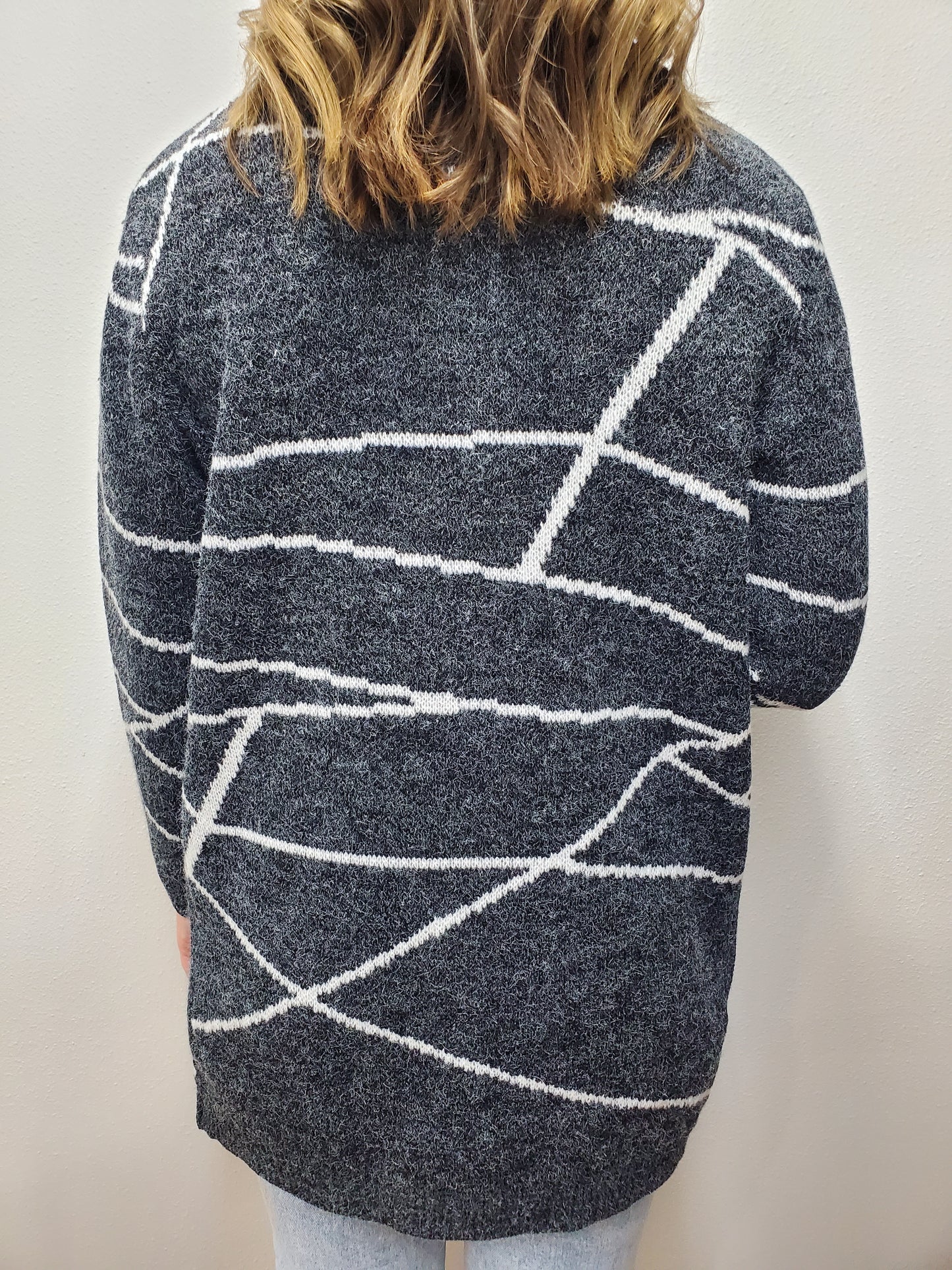 EVERY WHICH WAY CARDIGAN - CHARCOAL/WHITE