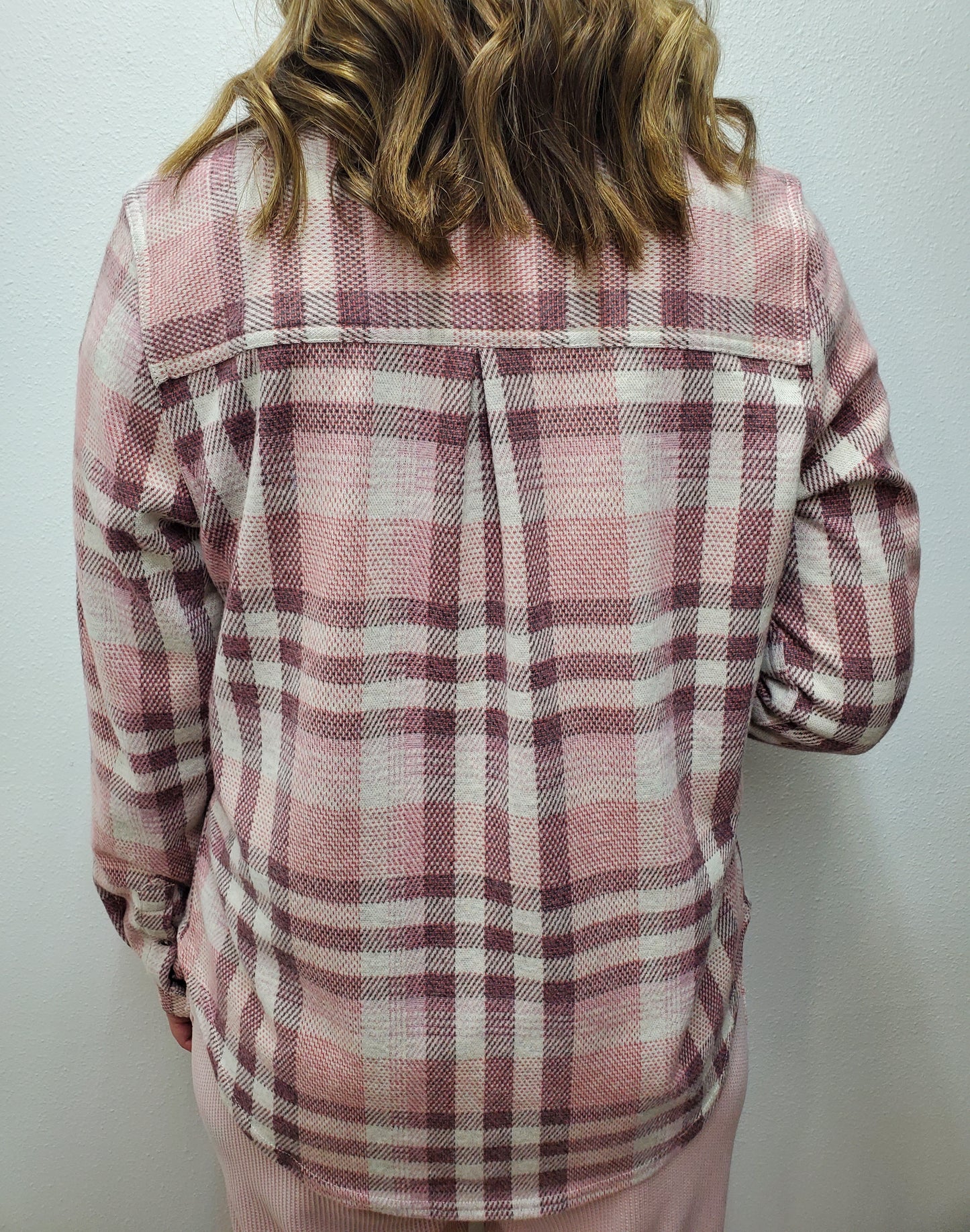 MINOT KNIT FLANNEL SHACKET - MAUVE PLAID