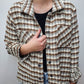 TRIPLE FRINGE HOUNDSTOOTH JACKET - IVORY/GOLD