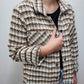 TRIPLE FRINGE HOUNDSTOOTH JACKET - IVORY/GOLD