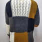 PATCHWORK COLORBLOCK CARDIGAN - BLACK/GREY/GOLD/IVORY