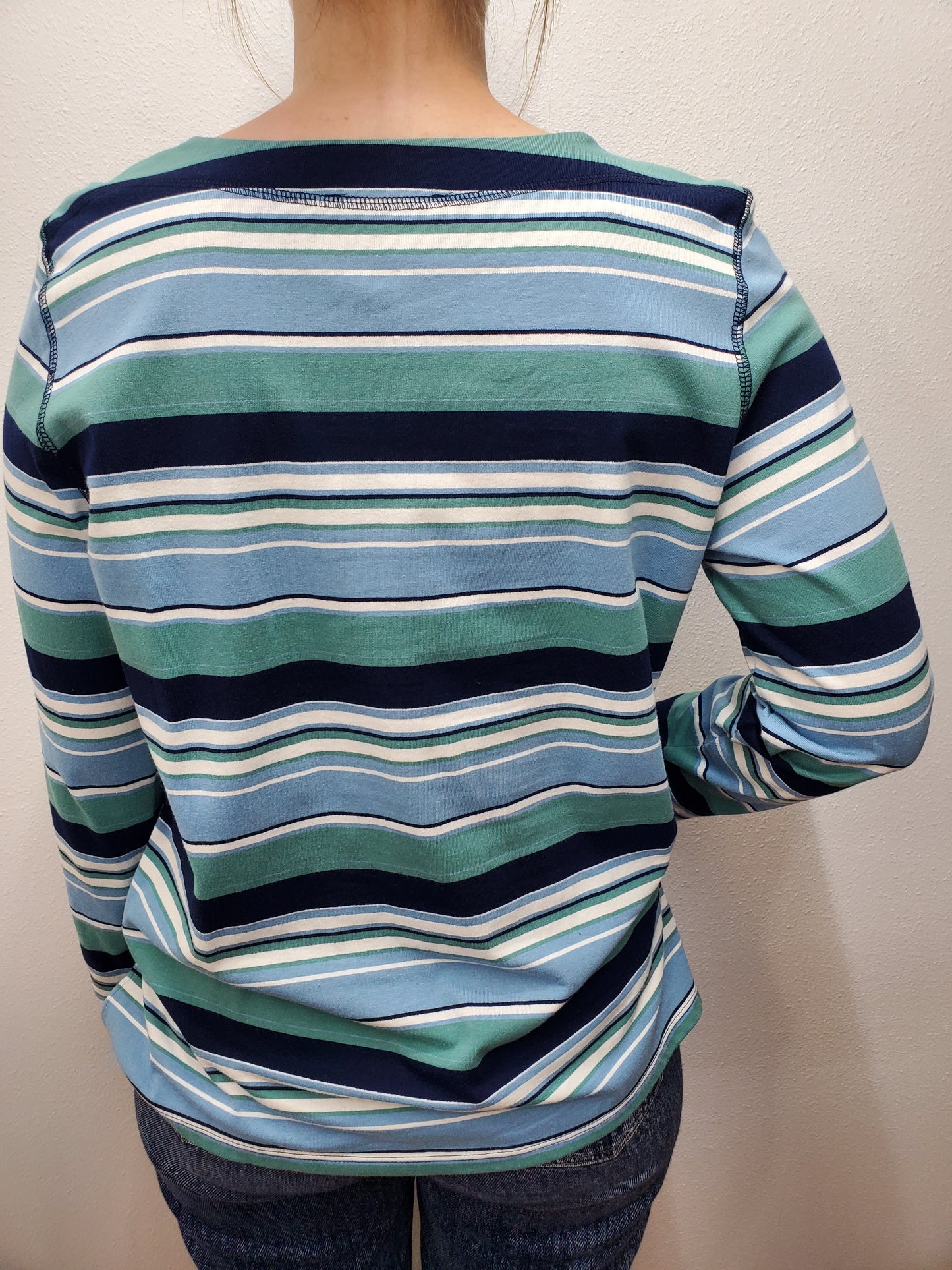 VIEWFINDER STRIPED TOP - NAVY/GREEN/LIGHT BLUE