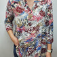 GATHER AROUND PRINTED TOP - RED BLUE MULTI