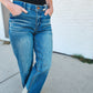 "AB"SOLUTION HIGH RISE ROUND UP BOYFRIEND JEAN - MID BLUE