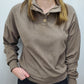 QUARTER BUTTON PULLOVER TOP - MOCHA